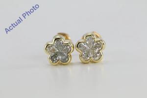 18k Yellow Gold Invisible Setting Pear Cut Diamond Flower Earrings (0.73 Ct, M-N Color, VS Clarity)