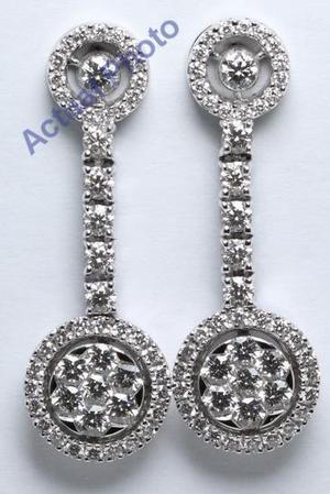 18k White Gold Round Cut Invisible Setting Diamond Dangle Earrings (1.71 Ct, G Color, VS Clarity)