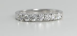 18k White Gold Round Cut Diamond Multi Stone Wedding Band (0.66 Ct, G Color, VS Clarity)