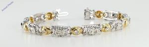 14k Two Tone Gold Oval Millennial Sunrise Limited Edition & Round Cut Bezel Setting Diamond Bracelet (5.1ct, I-J, SI-VS)