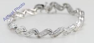 14k White Gold Baguette Cut Modern Style Diamond Fashion Bracelet (2.75 Ct, G-H Color, SI2 Clarity)