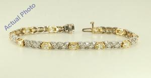 14k White and Yellow Gold Millenial Sunrise and Round cut two tone fashion link bracelet (5.41 Ct J-K & G-H ,SI-VS)