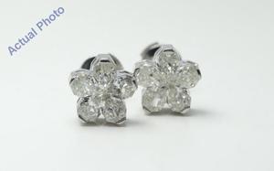 18k White Gold Pear Cut Invisible setting Diamond Flower Earrings (2.18 Ct, I Color, VS Clarity)