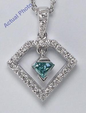 18k White Gold Round & Marquise Cut Diamonds Pendant (Blue & White Diamonds, VS Clarity)