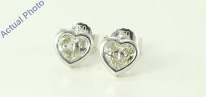 18k White Gold Pear Cut Invisible setting Diamond Heart Earrings (0.46 Ct, H Color, vs2 Clarity)