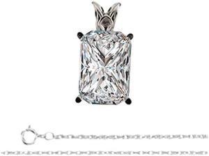 Radiant Diamond Solitaire Pendant Necklace 14K White Gold (0.51 Ct, F Color, SI2 Clarity) IGL Certified