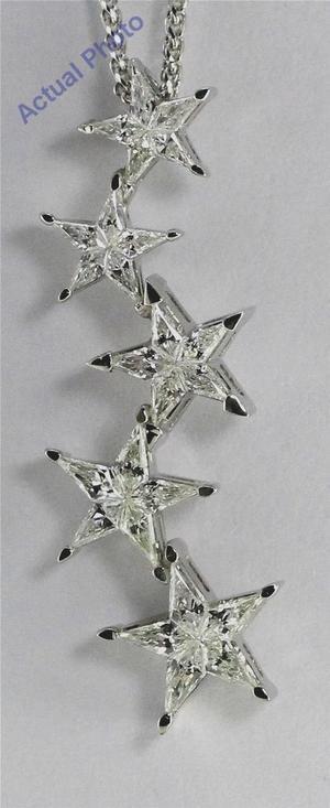 18k White Gold Kite Cut Diamond Invisible Setting 5 Stars Pendant (0.86 Ct, G Color, vs Clarity)