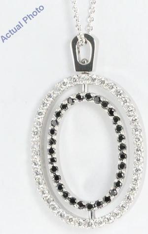 18k Gold Round Cut Diamond Oval Girasole Pendant (Black(Irradiated) & White Diamonds, Vs Clarity)