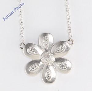 18k White Gold Round Cut Diamond Flower Pendant (0.18 Ct, G Color, si2 Clarity)