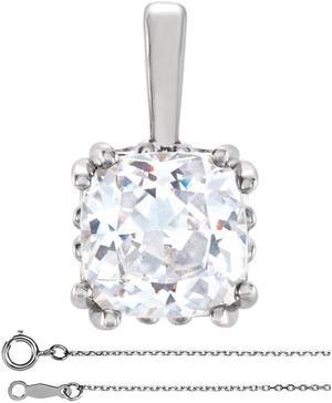 Cushion Diamond Solitaire Pendant Necklace 14K White Gold (0.57 Ct, G Color, VS2 Clarity) GIA Certified