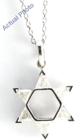 18k White Gold Triangle Cut Invisible setting Diamond Star of David Pendant (0.72 Ct, H Color, si1 Clarity)