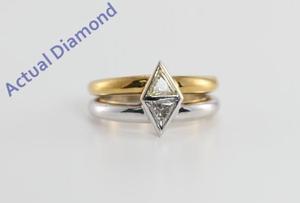 18k Two Tone Gold Triangle Cut Two Stone Diamond Engagement Ring (Natural light Fancy Yellow & White Diamonds, SI Clarity)