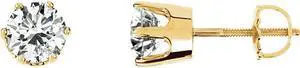 Round Natural Mined Diamond Stud Earrings 14k Yellow Gold (1 Ct,D-e Color,VS1 Clarity IGL Certified)