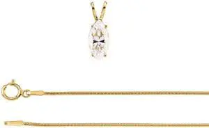 Marquise Diamond Solitaire Pendant Necklace 14K Yellow Gold (0.44 Ct, F Color, SI1 Clarity) GIA Certified