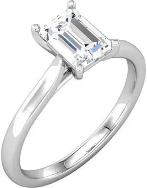 Emerald Natural Mined Diamond Solitaire Engagement Ring,14K White Gold (0.79 Ct,H Color,VS2 Clarity) GIA