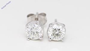 14k White Gold Round Cut Diamond Four-Prong Setting Classic Earring Studs (0.91 Ct,F Color,VS2 Clarity)