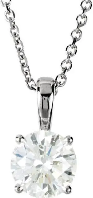 Round Natural Mined Diamond Solitaire Pendant Necklace 14K White Gold (0.83 Ct F VVS2-VS1 Clarity) IGL