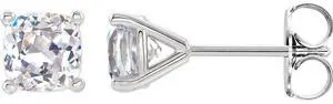 Cushion Natural Mined Diamond Stud Earrings 14K White Gold (1.49 Ct,D-e Color,VS Clarity)