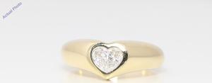 18k Yellow Gold Pear Diamond Two-Stone Invisible Setting Heart Shaped Solid Ring (0.42 Ct H SI1/2 Clarity)