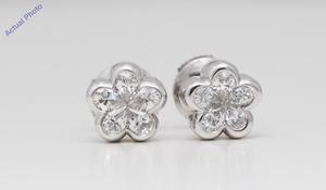 18k White Gold Pear Diamond Multi-Stone Invisibly Set Flower Shape Framed Studs (0.97 Ct H VS-SI1 Clarity)