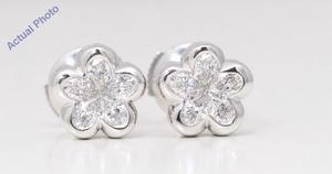 18k White Gold Pear Diamond Multi-Stone Invisible Setting Flower Shape Framed Studs (0.7 Ct H SI Clarity)