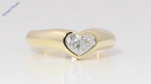 18k Yellow Gold Pear Diamond Two-Stone Invisible Setting Heart Shaped Solid Ring (0.4 Ct H VS Clarity)