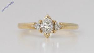 14k Yellow Gold Marquise Diamond 3-Stone Prongs Set & Triangle Ring (0.5 Ct H-I VS Clarity)