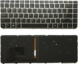 LIXSUNTEK New Backlit Keyboard for HP EliteBook 840 G3 840 G4 745 G3 745 G4 848 G3, P/N 901042-001 903008-001 836308-001 6037B0126901 Silver Frame US Layout Laptop Keyboard (not with Pointer)