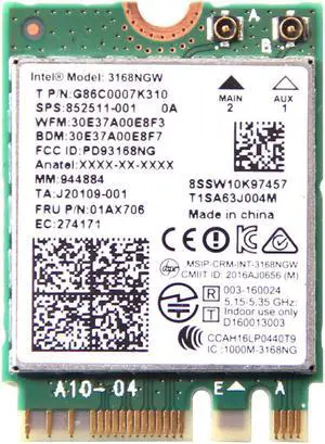 Intel WiFi Wireless-AC 3168 3168.NGWG Dual Band 1x1 AC + BT M.2 Brown Box