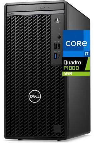 Dell Optiplex 7020 Tower Computer - Intel i7-13700K, 16GB RAM, 256GB NVMe SSD, Nvidia Quadro P1000 4GB, DisplayPort, HDMI, DVDRW, Built in AX WiFi, BT, Windows 11 Pro, 7000 Desktop