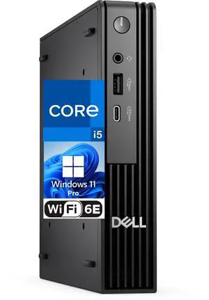 Dell Pro Micro Computer- Intel Core i5-14500T, 32GB RAM, 512GB NVMe SSD, USB Type-C, Built in AX WiFi, BT, Display Port, HDMI, Windows 11 Pro - AI Copilot, Black Desktop