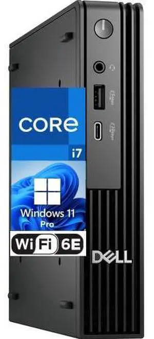 Dell Pro Micro Computer-  Intel Core i7-14700  (Beats i9-12900) , 64GB RAM, 1TB NVMe SSD, USB Type-C, Built in AX WiFi, BT, Display Port, HDMI, Windows 11 Pro - AI Copilot, Black Desktop