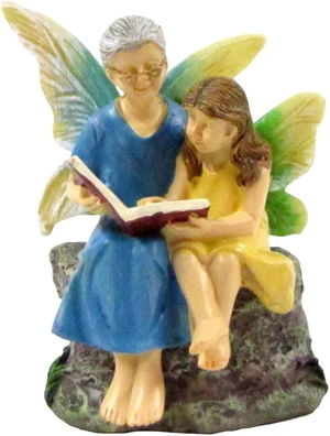 Mini Fairy Girl Grandma Reading Figurine Garden Accessory Outdoor Decor Ornament Mini Fairy Girl Grandma Reading Figurine Garden Accessory Outdoor Decor Ornament