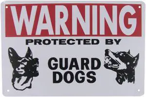Treasure Gurus Metal Warning Protected by Guard Dog Fence Wall Sign Tin Beware Door Plaque Home Security Caution Decor