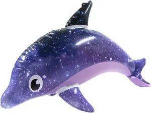 Treasure Gurus 32" Inflatable Rainbow Dolphin Swimming Pool Water Float Blow Up Party Toy Animal Floaties Decor