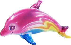 Treasure Gurus 33" Inflatable Rainbow Dolphin Swimming Pool Water Float Blow Up Party Toy Animal Floaties Decor