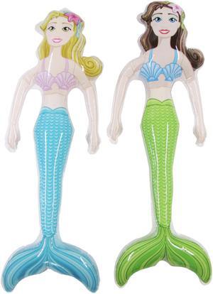 Treasure Gurus 2pc Inflatable Mermaid Set Swimming Pool Water Float Blow Up Toy Party Decor Floaties