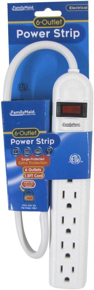 Treasure Gurus Computer Surge Protector Electronics Power Strip Multi 6 Outlet White Electrical Plug Extension Cord
