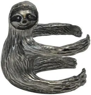 Treasure Gurus Sterling Silver Sloth Finger Ring Metal Fashion Accessory Cute Women's Jewelry Animal Gift
