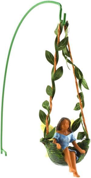 Treasure Gurus Ivy Vine Tree Swing Dark Hair Fairy Girl Mini Figurine Garden Decor Dollhouse Supply