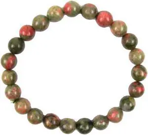 Treasure Gurus Natural Unakite Jasper Gemstone Beaded Chakra Bracelet Energy Cleansing Jewelry