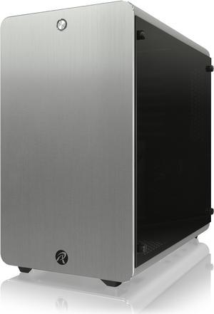 RAIJINTEK THETIS SILVER WINDOW, an Alu. ATX case, supports max. 280mm VGA card, 170mm height CPU coolers, 4x HDD, 240mm radiator on top, 1x 12025 LED fan pre-installed, 3mm tempered glass window panel