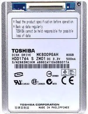 TOSHIBA MK8009GAH 80GB 4200 RPM 2MB Cache IDE Ultra ATA100 / ATA-6 1.8" Notebook Hard Drive Bare Drive TOSHIBA MK8009GAH 80GB 4200 RPM 2MB Cache IDE Ultra ATA100 / ATA-6 1.8" Notebook Hard Drive Bare Drive