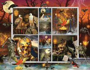 Halloween Stamps Skeleton Dance Halloween 500 Piece Puzzle