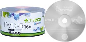 50 Pack MyEco DVD-R 16X 4.7GB/120Min Silver Logo Top Write Once Blank Media Record Disc
