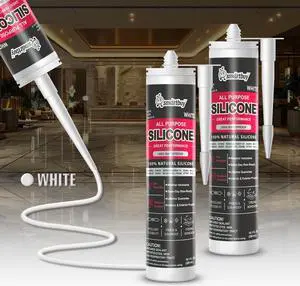 Smartbuy All Purpose White 100% Neutral Silicone Sealant and Adhesive for Glass Window Door Kitchen Bath Solar Frame Indoor & Outdoor Projects Odorless Waterproof Caulk 10.1oz Cartridge