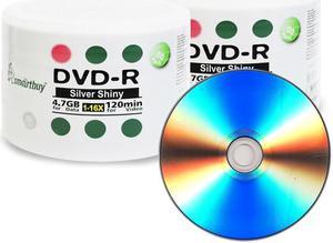 100 Pack Smartbuy 16X DVD-R 4.7GB 120Min Shiny Silver Blank Media Recordable Disc
