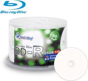 50 Pack Smartbuy 6X BD-R 25GB White Inkjet Hub Printable Blank Media Recordable Disc