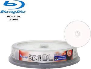 10 Pack Smartbuy 6X BD-R DL 50GB White Inkjet Hub Printable Blank Media Recordable Disc