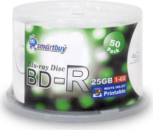 Smartbuy 6X BD-R 25GB White Inkjet Hub Printable Video Audio Photo Data Recordable Disc